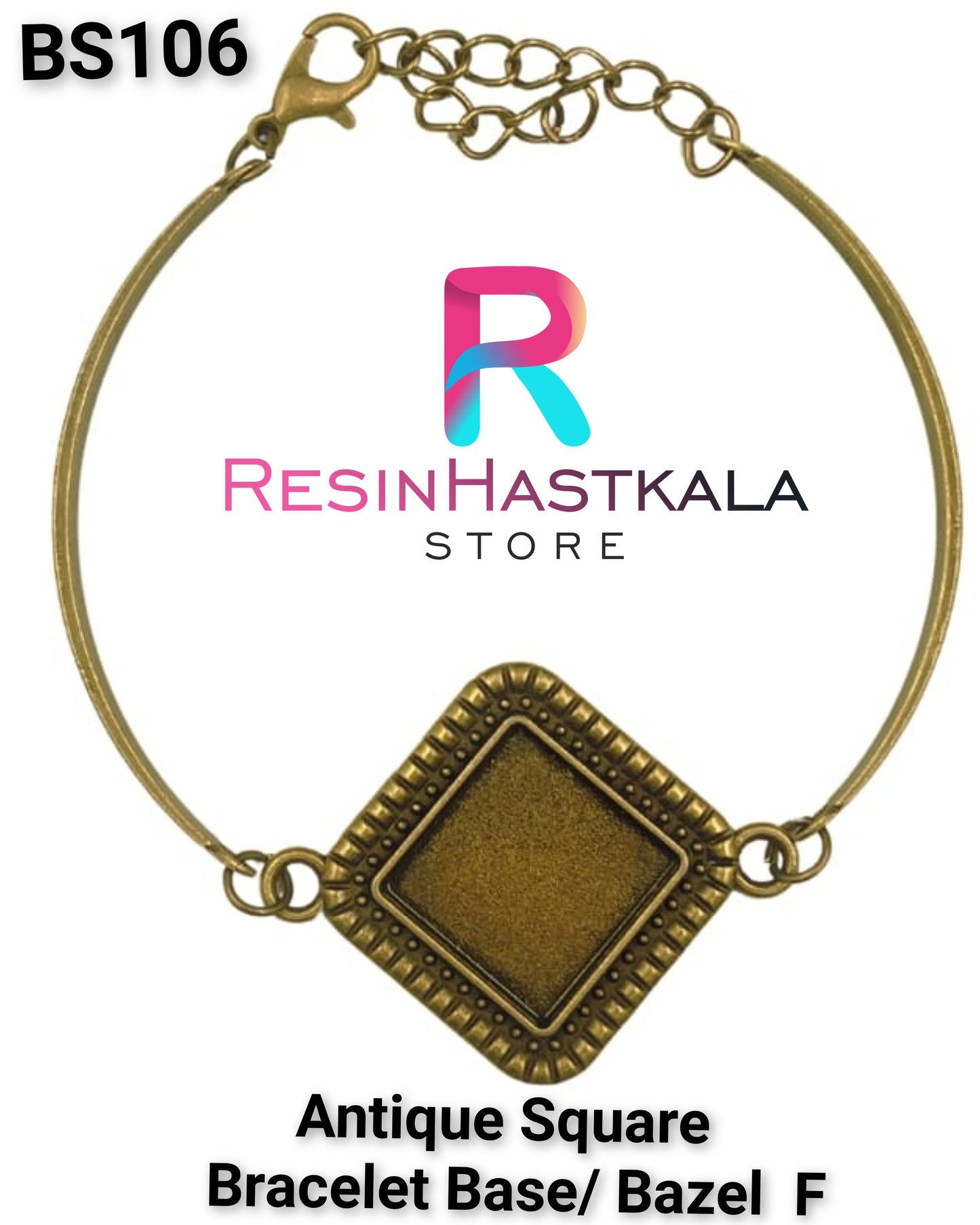 Antique Square Bracelet Bazel / Base F
