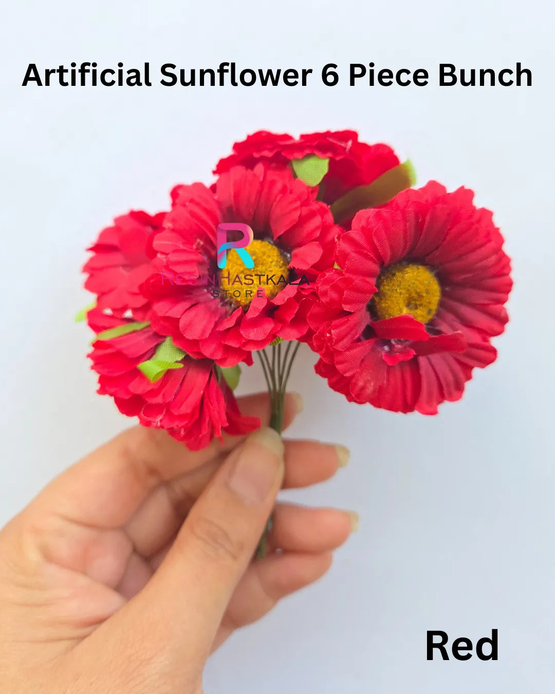 Artificial Sunflower 6 Piece Bunch - Red