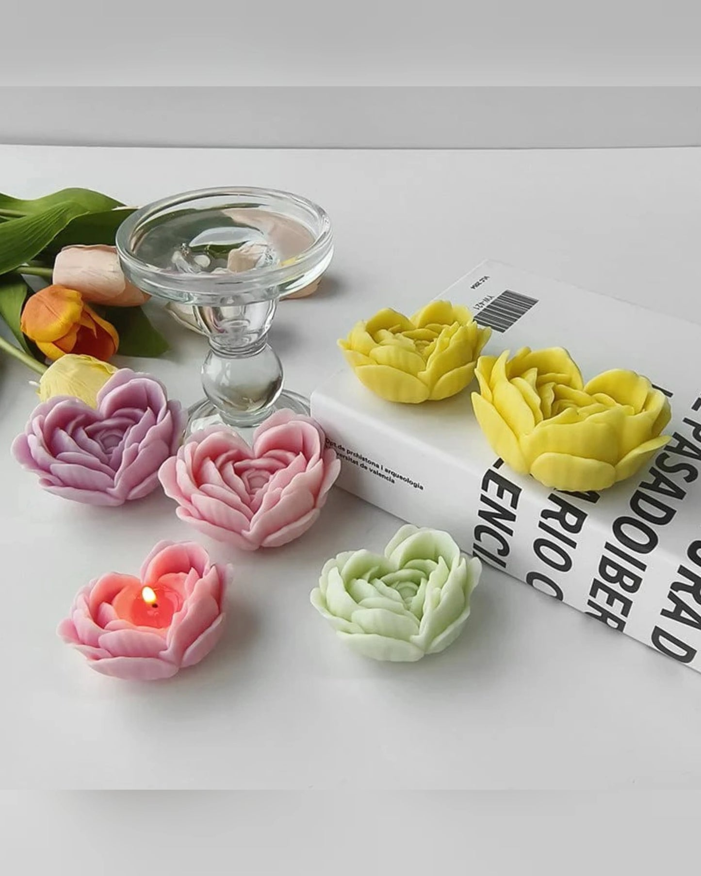 Big 3D Flower Heart Candle Handmade Mould