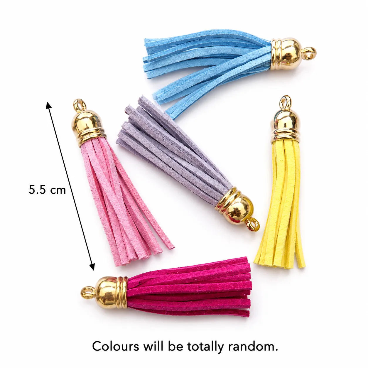 Big Random Colour Leather Tassels With Golden Cap (5 Piece)