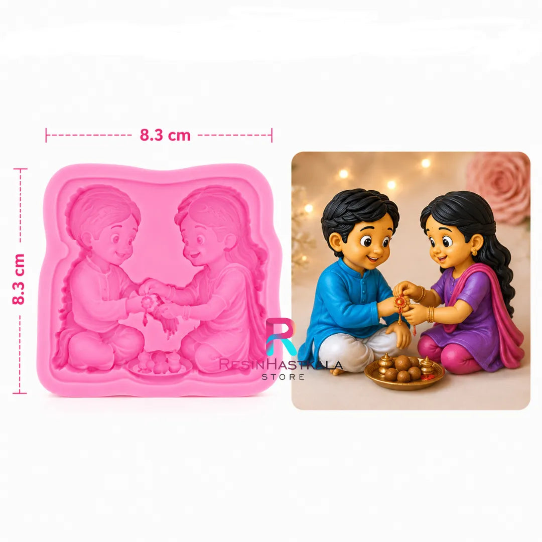 Brother Sister Rakhi Mould for Resin Art, Rakhi Making & DIY Kit