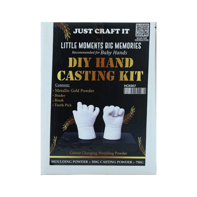 DIY Hand Casting Kit for Baby Hands with Golden Metallic Powder, Binder & Brush (1100g)
