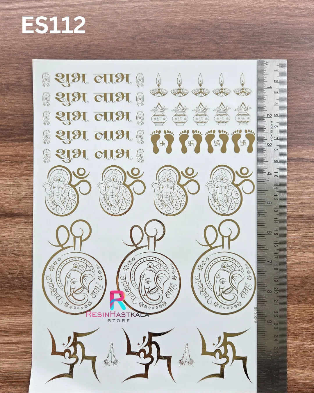 Diwali Golden Embossed Sticker – A4 Size (ES112)