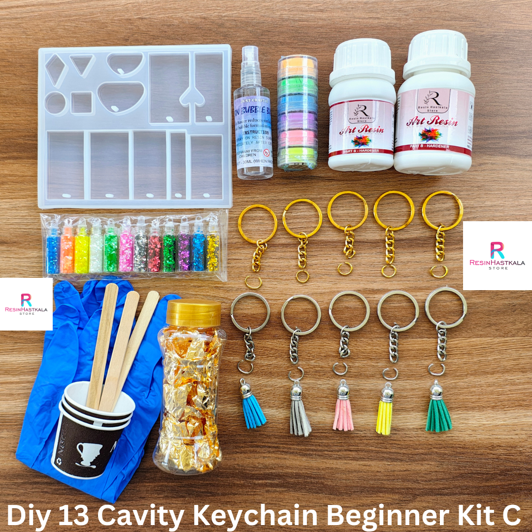 Diy 13 Cavity Keychain Beginner Resin Art Kit C