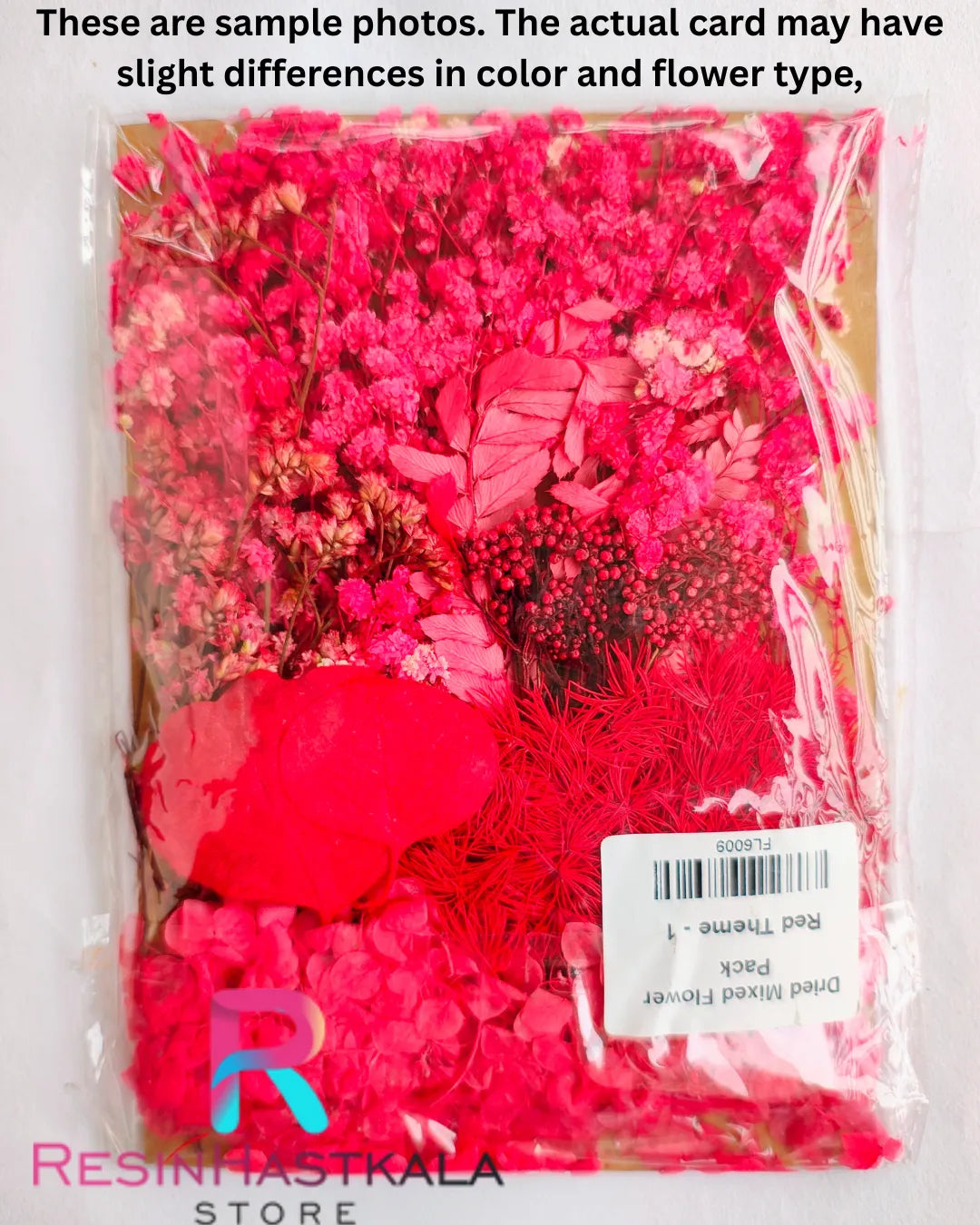 Dry Flower Sheet Card Packing Red Theme