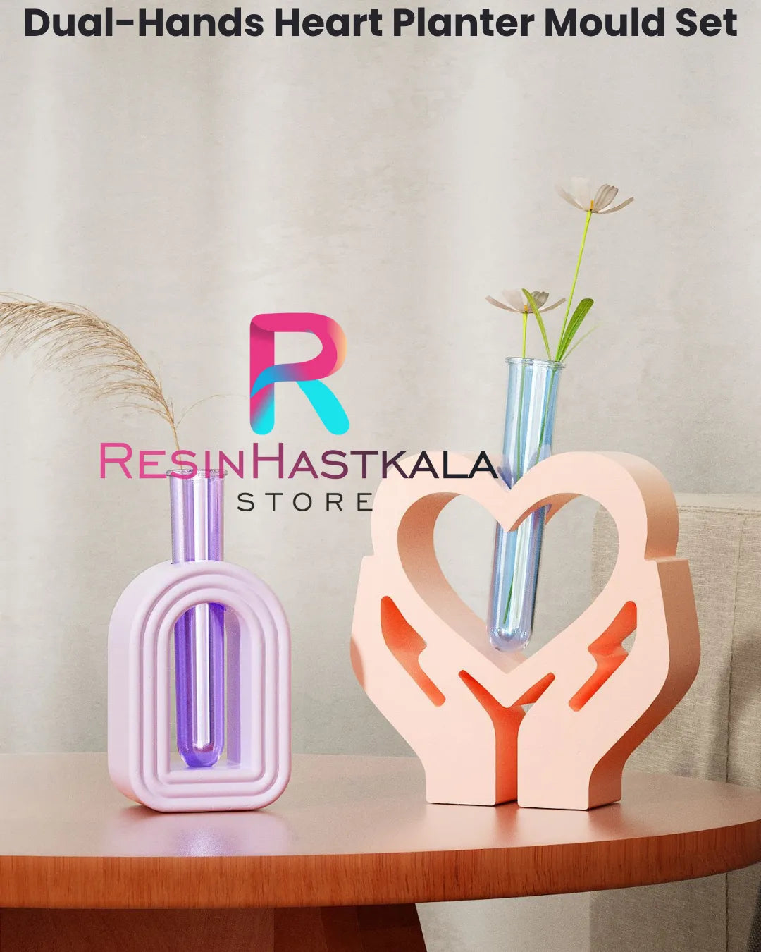 Dual-Hands Heart Planter Mould Set