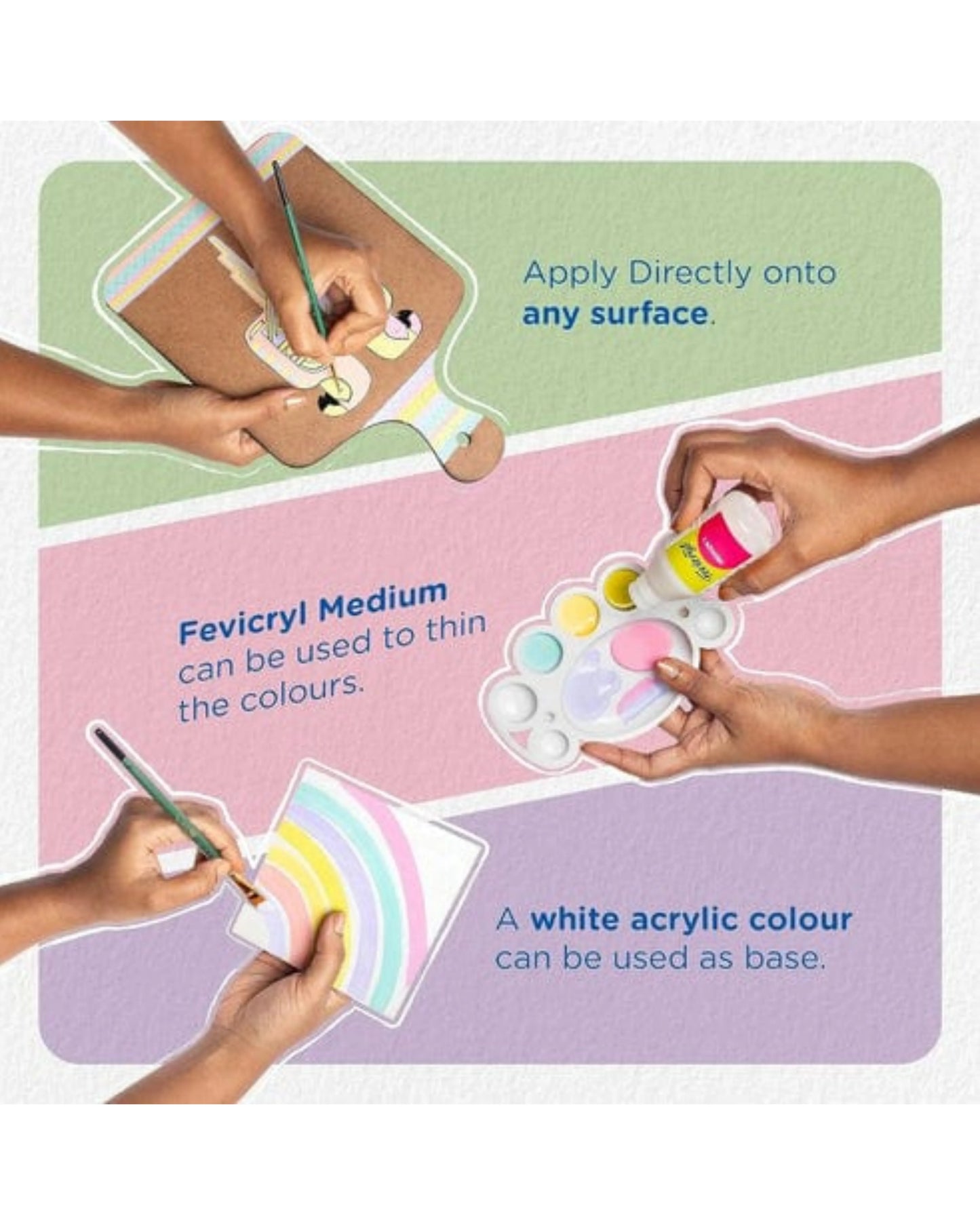 Fevicryl Pastel Acrylic Colours | 10 Colours X 15 Ml