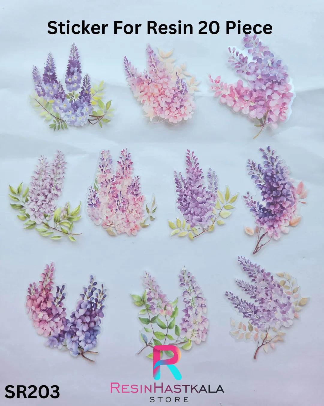 Flower Design Stickers for Resin – 20 Piece Set (SR203)