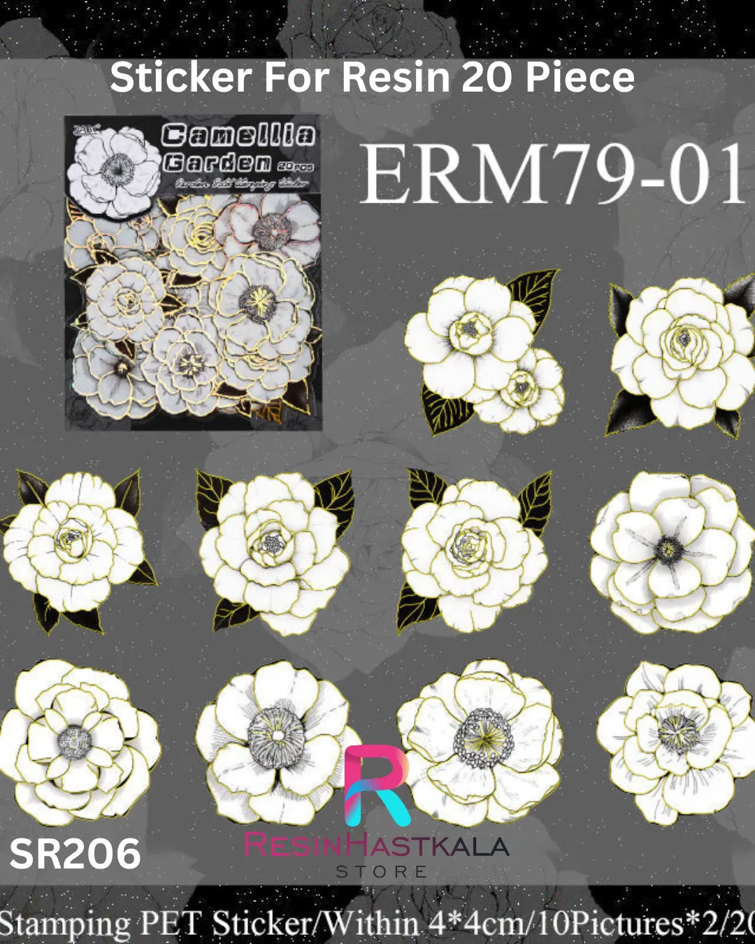 Flower Design Stickers for Resin – 20 Piece Set (SR206)