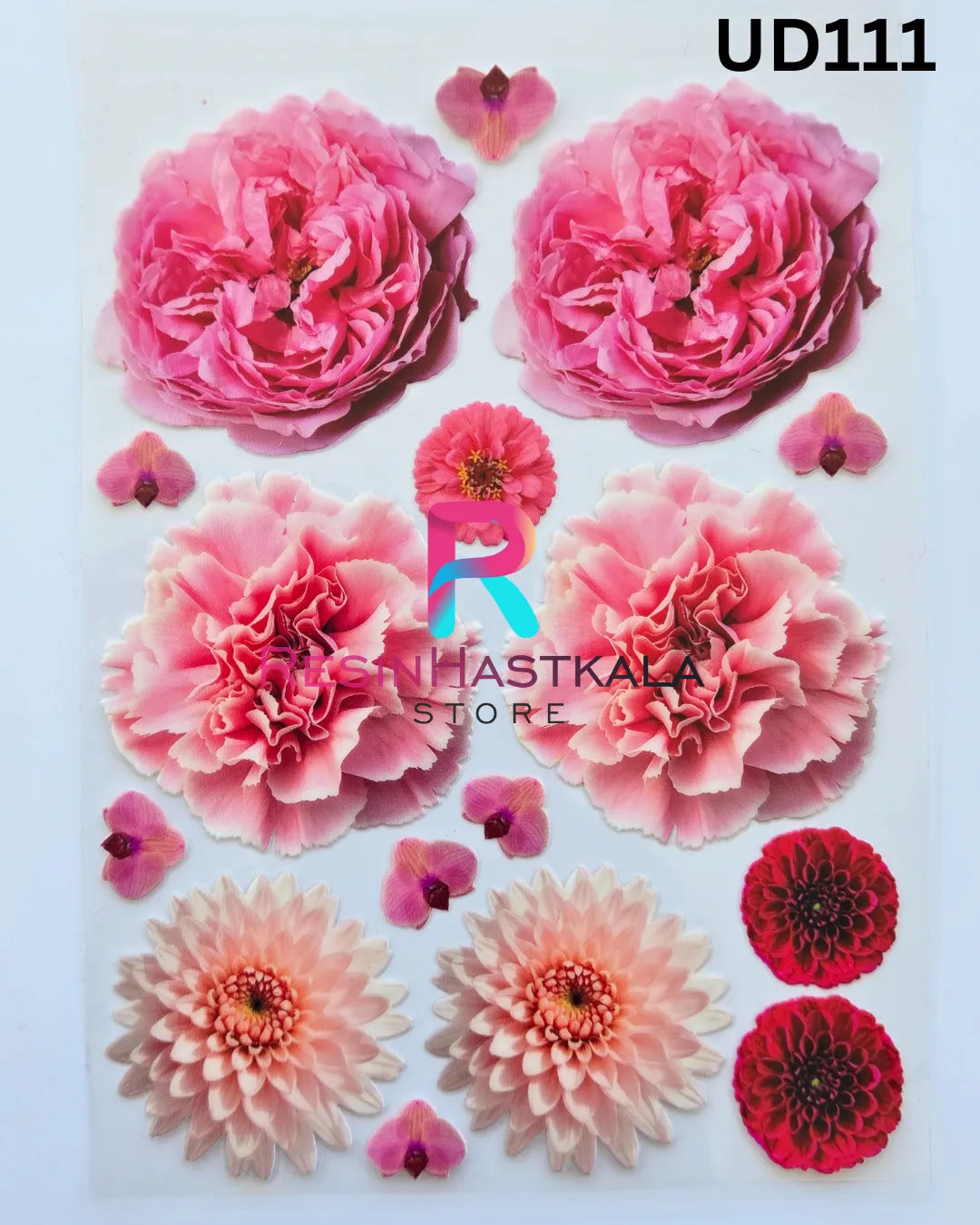 Flower UV DTF Sticker for Resin Art – A6 Size (UD111)