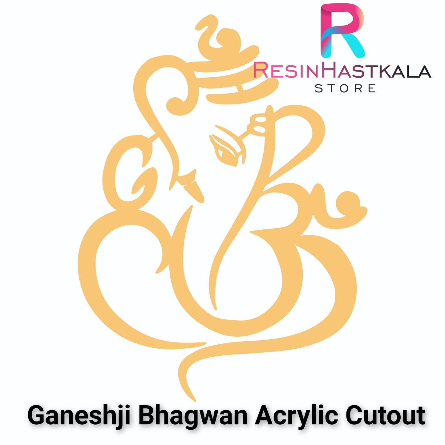 Ganeshji Bhagwan Golden Acrylic Cutout