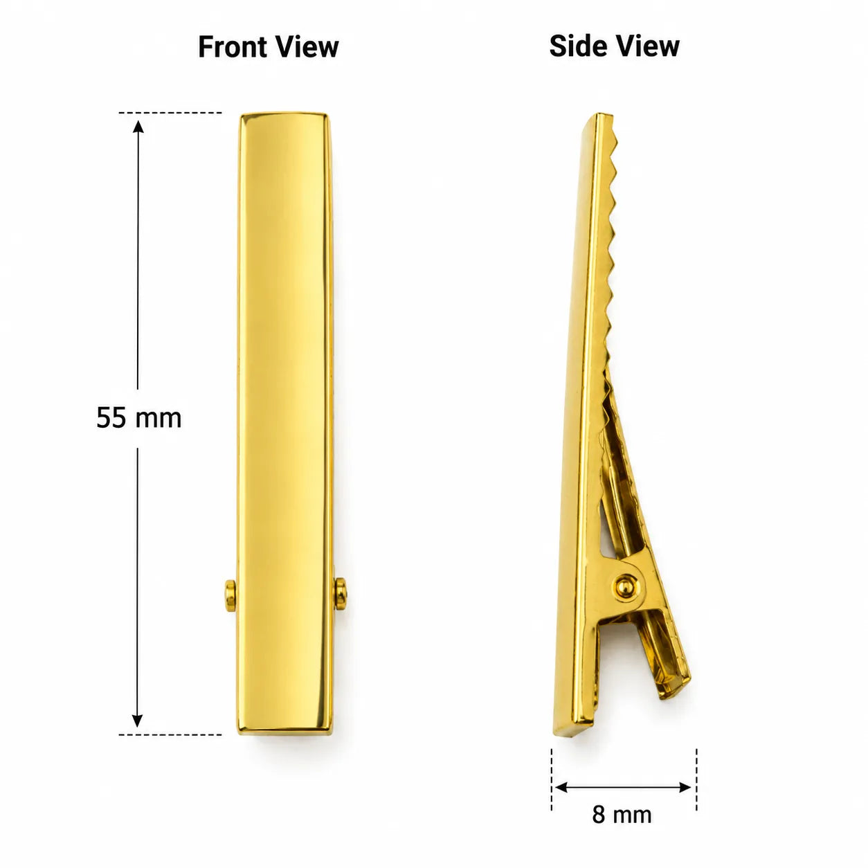 Gold Alligator Hair Clip Pin (10 Pieces) (55 mm)