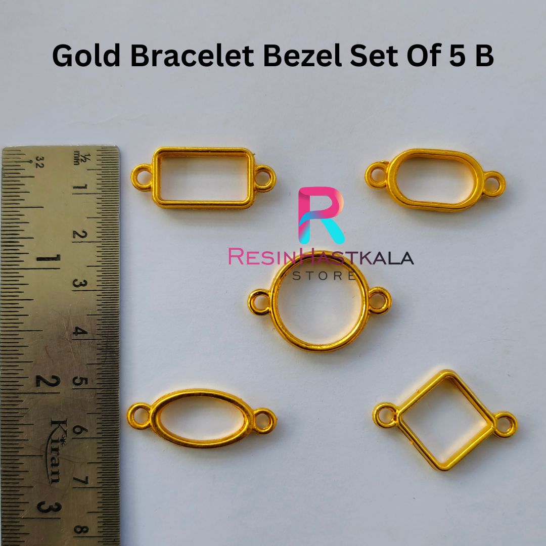 Gold Bracelet Bezel Set Of 5 B