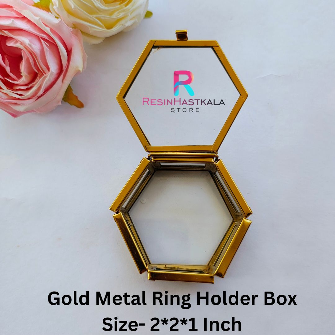Gold Metal Ring Holder Box