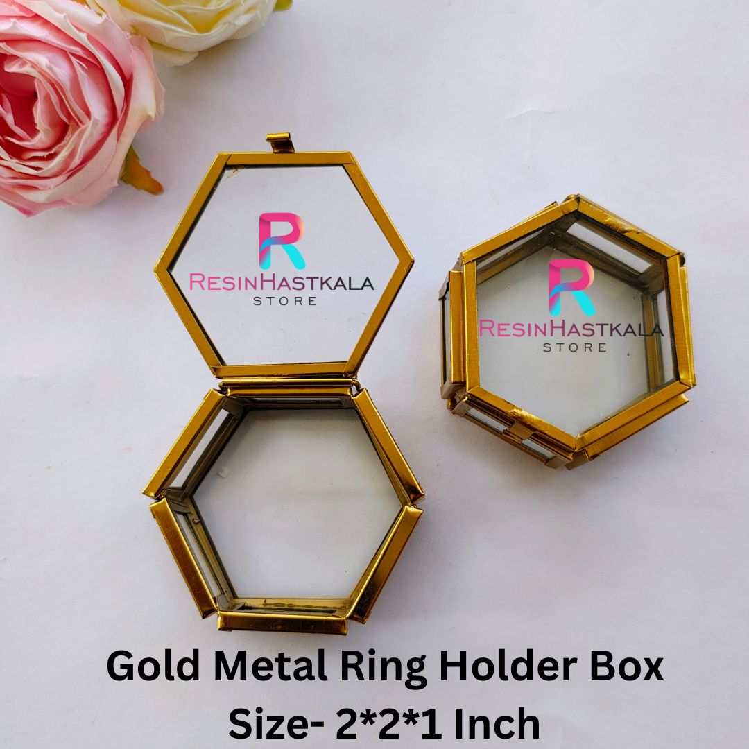 Gold Metal Ring Holder Box