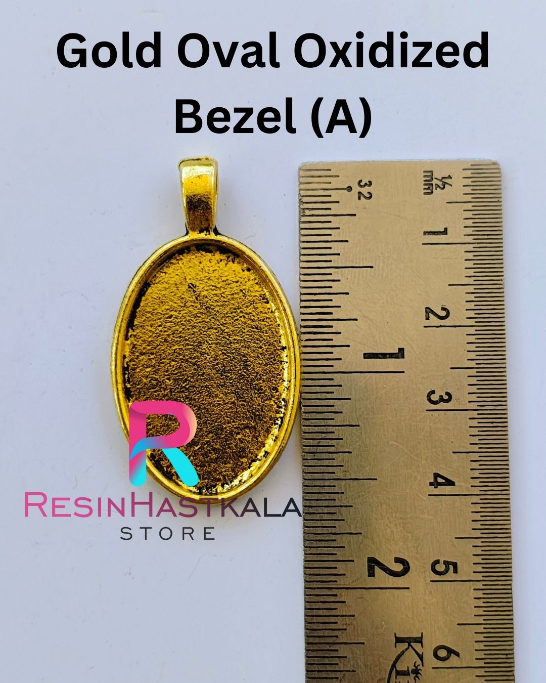 Gold Oval Oxidized Pendant Bezel (A) (3 Piece Set)