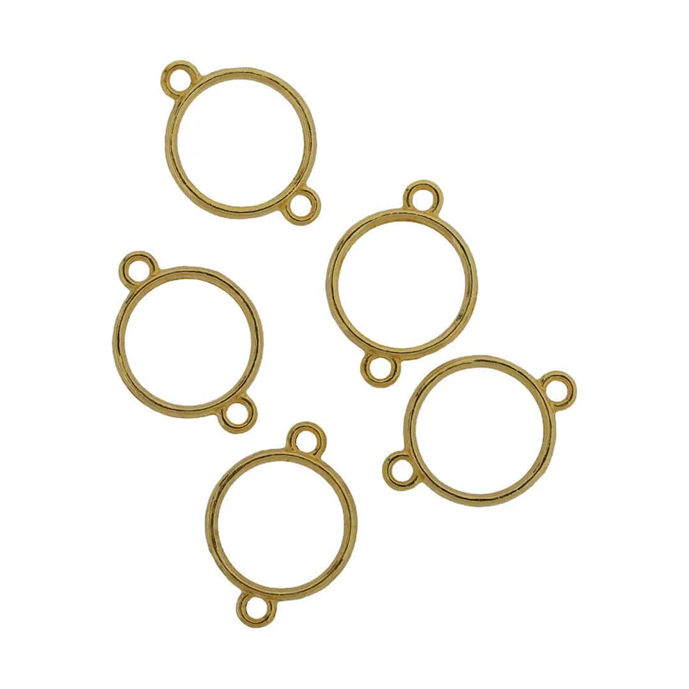 Gold Round Rakhi Base Bezel (5 Pieces) (BZ232) – 21 × 30 mm