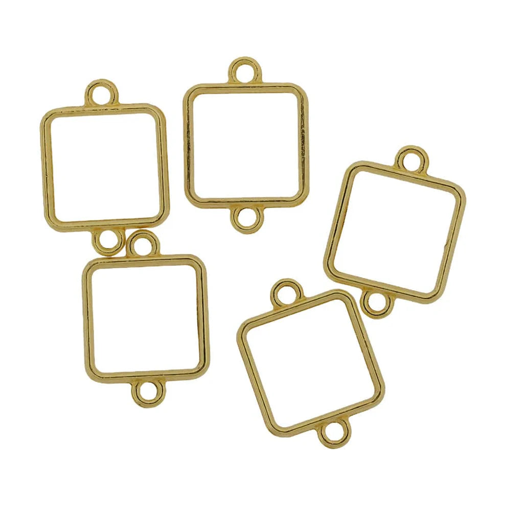 Gold Square Rakhi Base Bezel Set (5 Pieces) (BZ229) – 21 × 30 mm