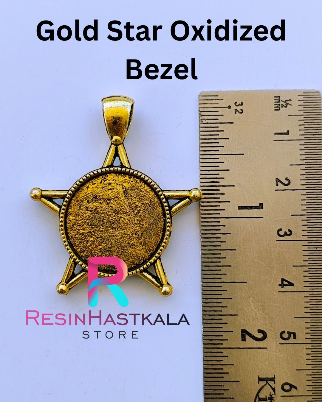 Gold Star Oxidized Pendant Bezel (3 Piece Set)
