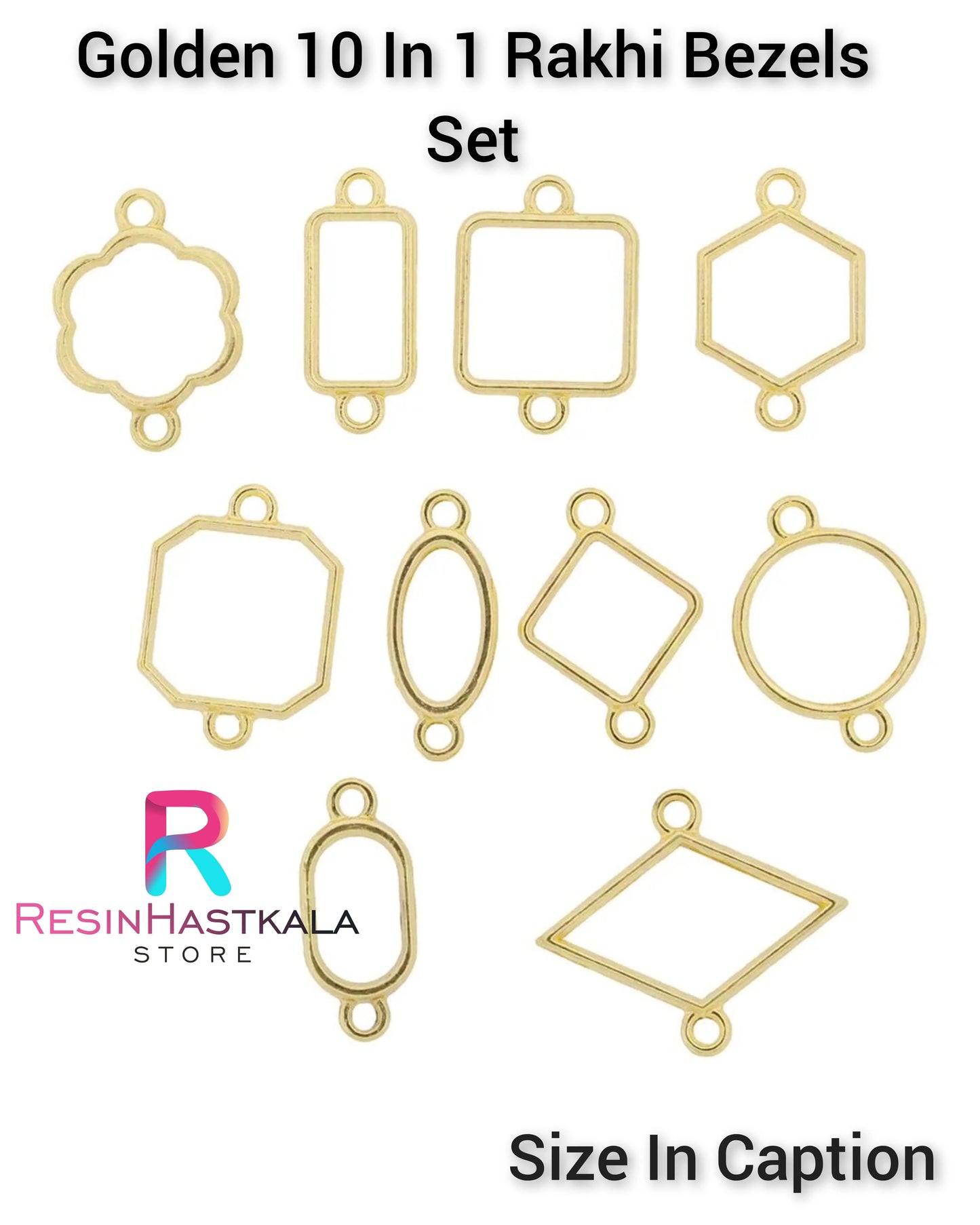 Golden 10 In 1 Rakhi & Bracelet Bezels Set