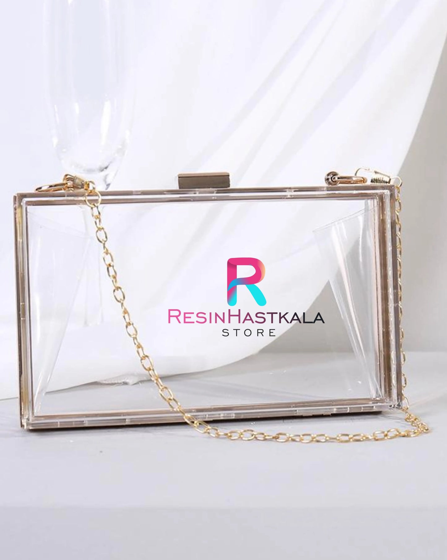 Golden Acrylic Clutch Bag For Resin (Imported Quality)
