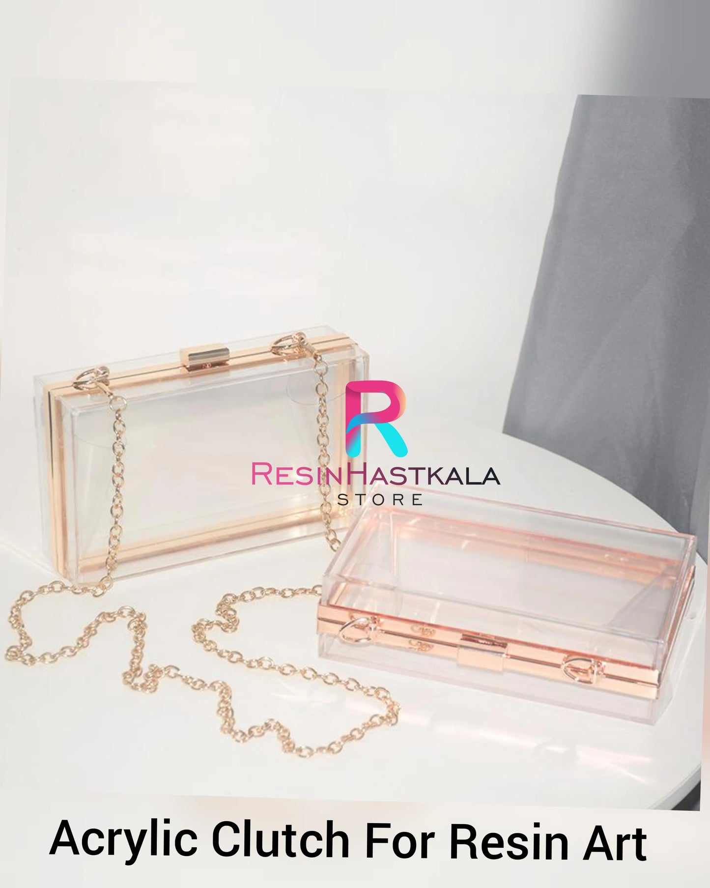 Rose Gold Acrylic Clutch Bag For Resin (Imported Quality)