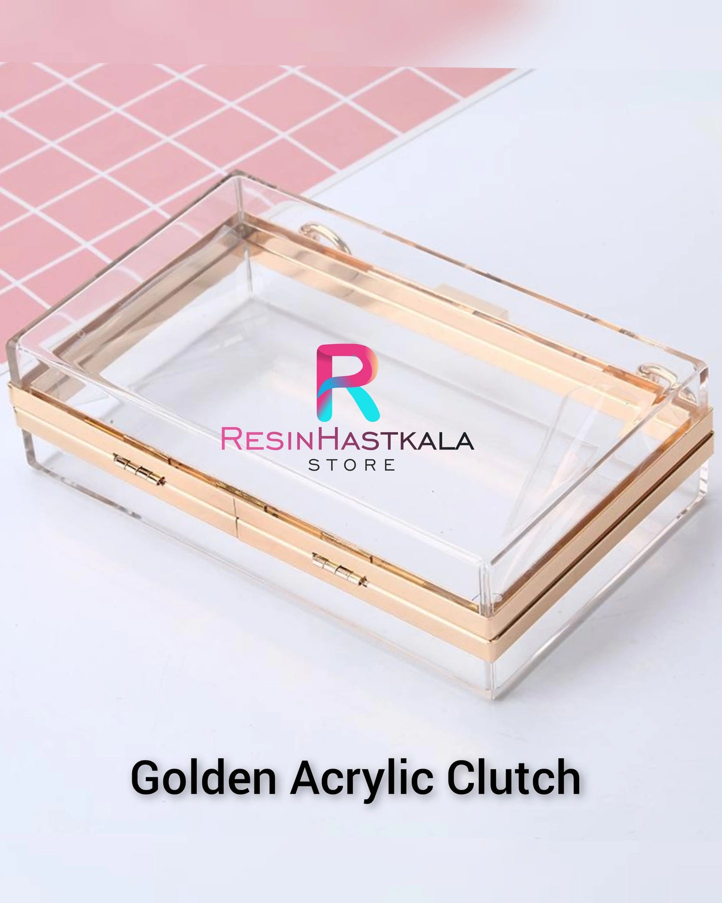 Rose Gold Acrylic Clutch Bag For Resin (Imported Quality)