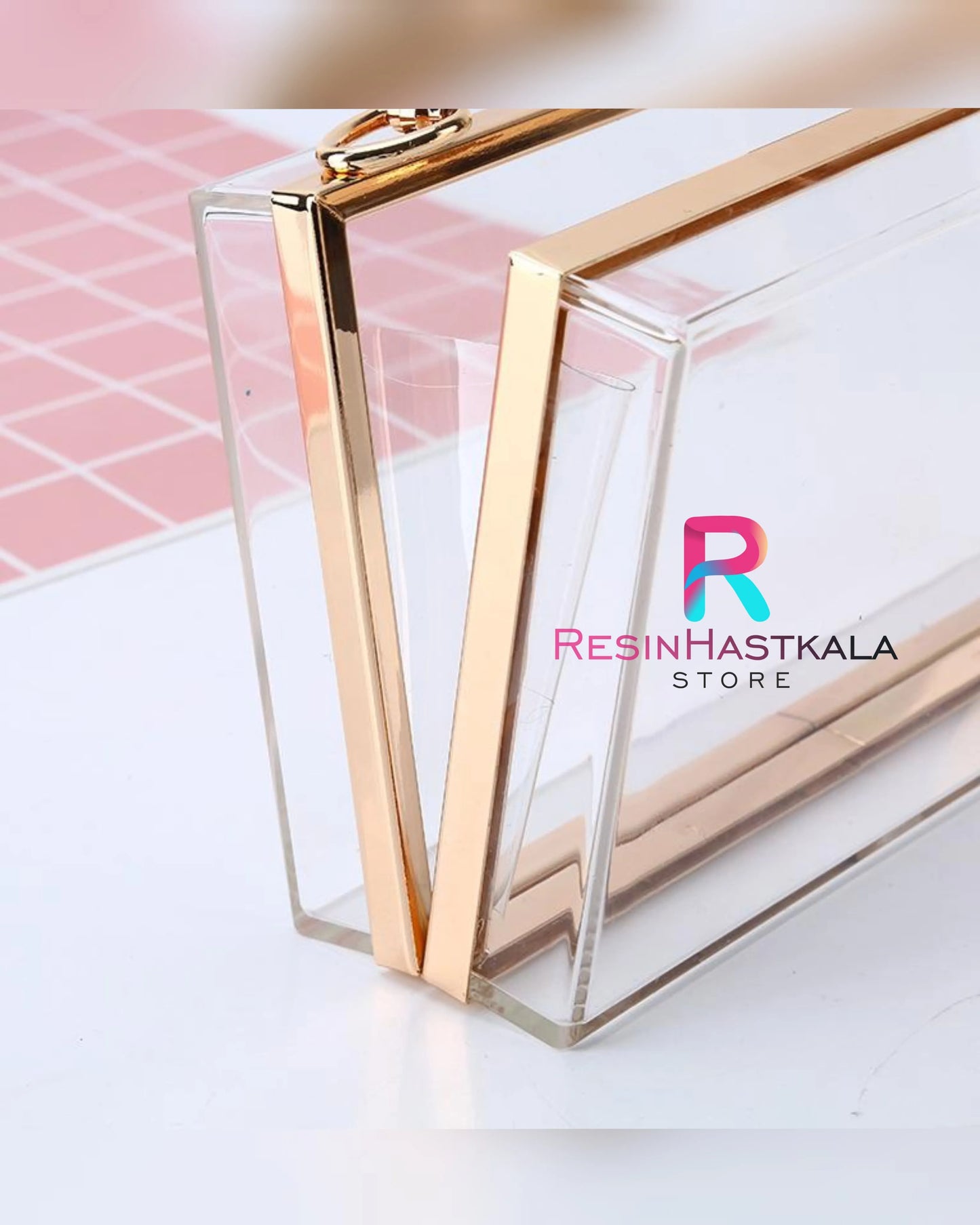 Rose Gold Acrylic Clutch Bag For Resin (Imported Quality)