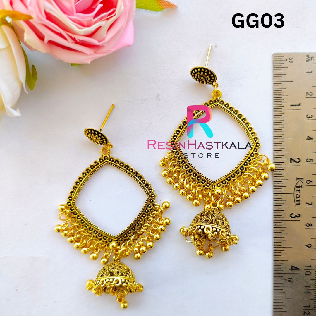 Golden Earring Bezel/Jumkha With Jumar (GG03)