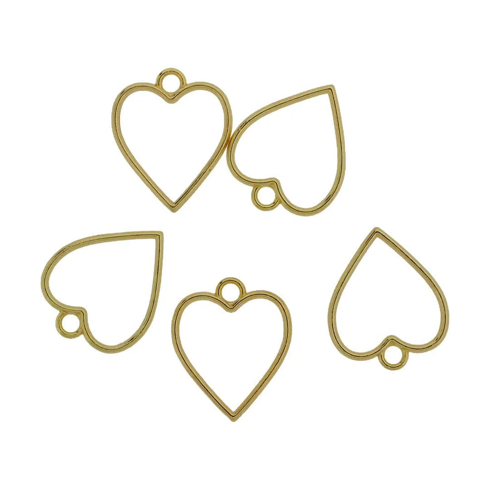 Golden Heart Pendant Bezel (5 Piece) (BZ239)