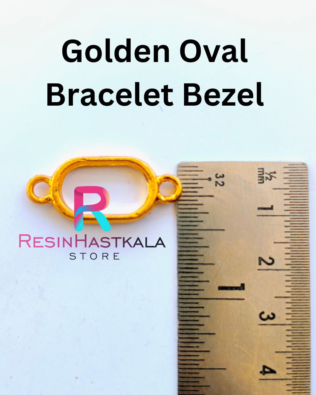 Golden Oval Bracelet Bezel (5 Piece)