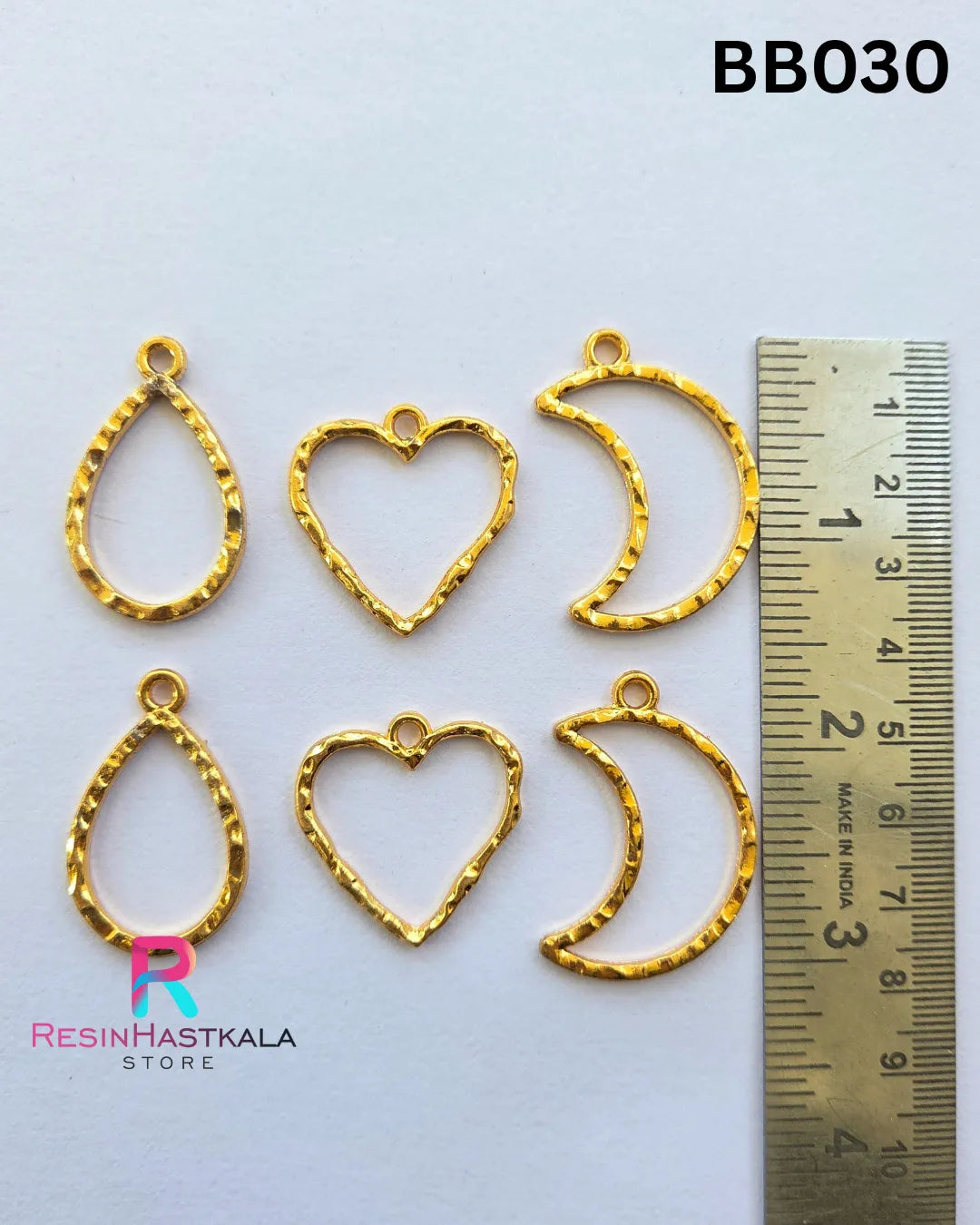 Golden Pendant / Earring Bezel (BB030) – 6 Pieces