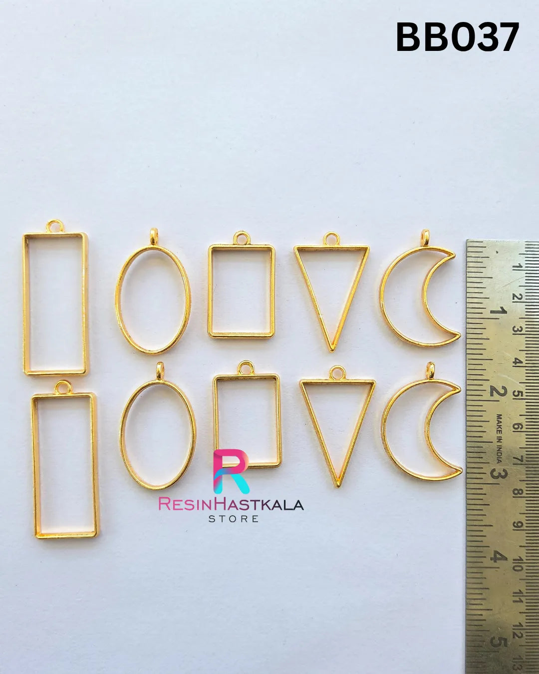 Golden Pendant / Earring Bezel (BB037) – 6 Pieces