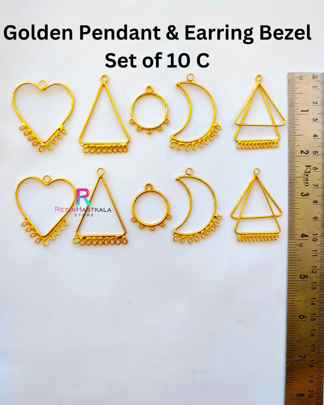 Golden Pendant & Earring Bezel Set of 10 C