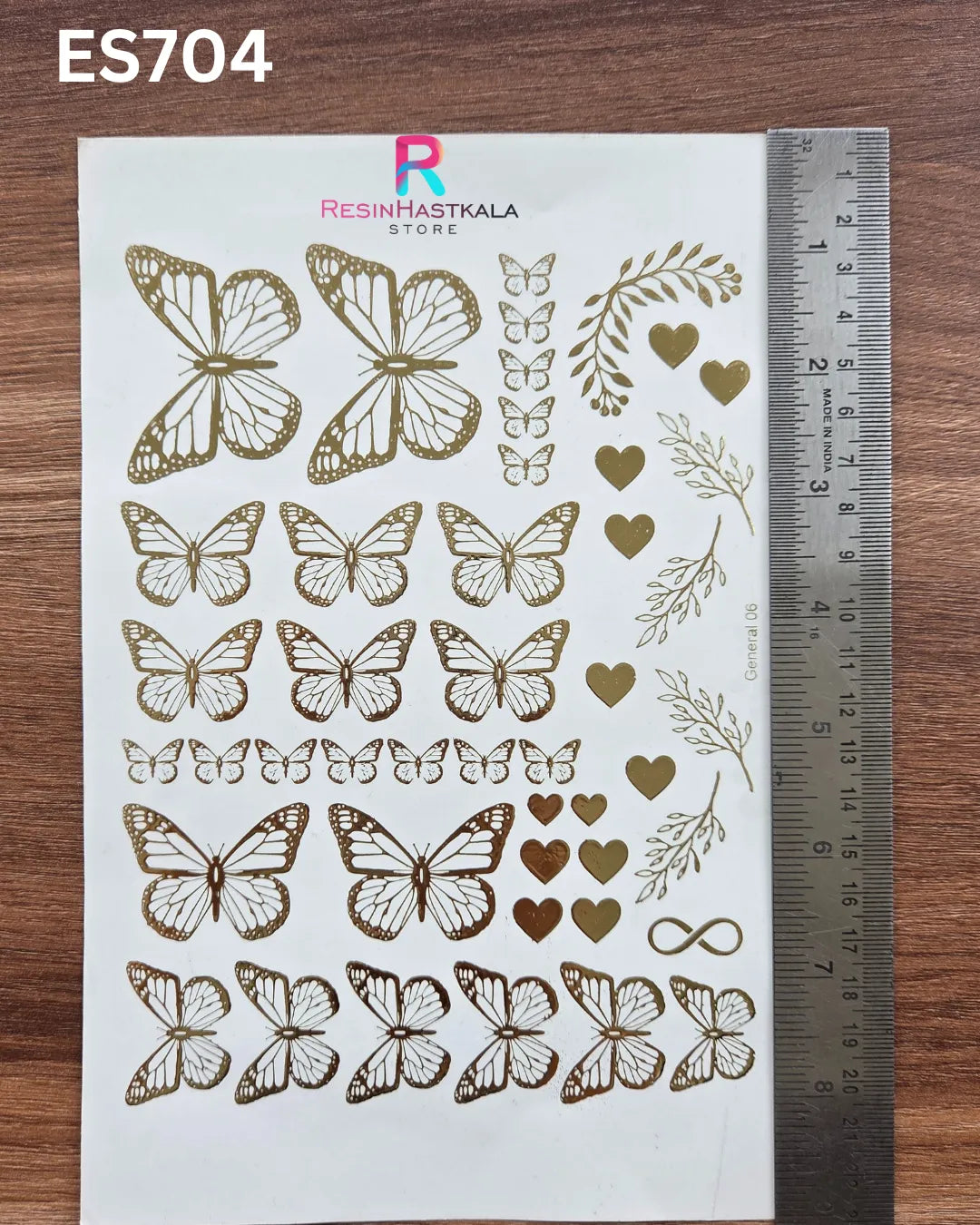 Golden Quotes & Mix Design Embossed Sticker - A5 SIZE (ES704)