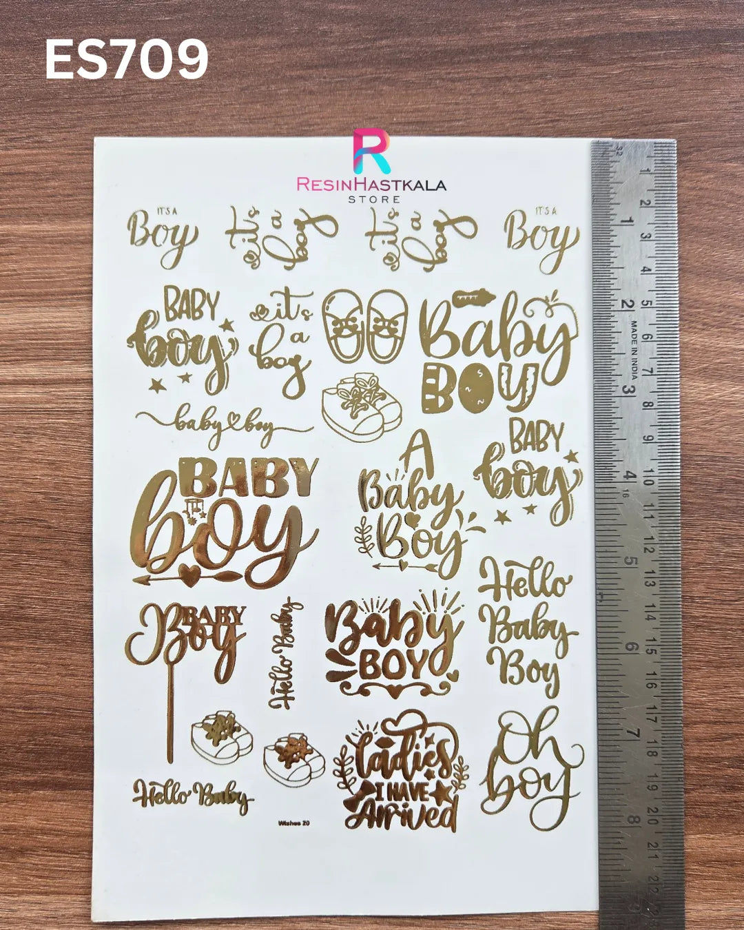 Golden Quotes & Mix Design Embossed Sticker - A5 SIZE (ES709)