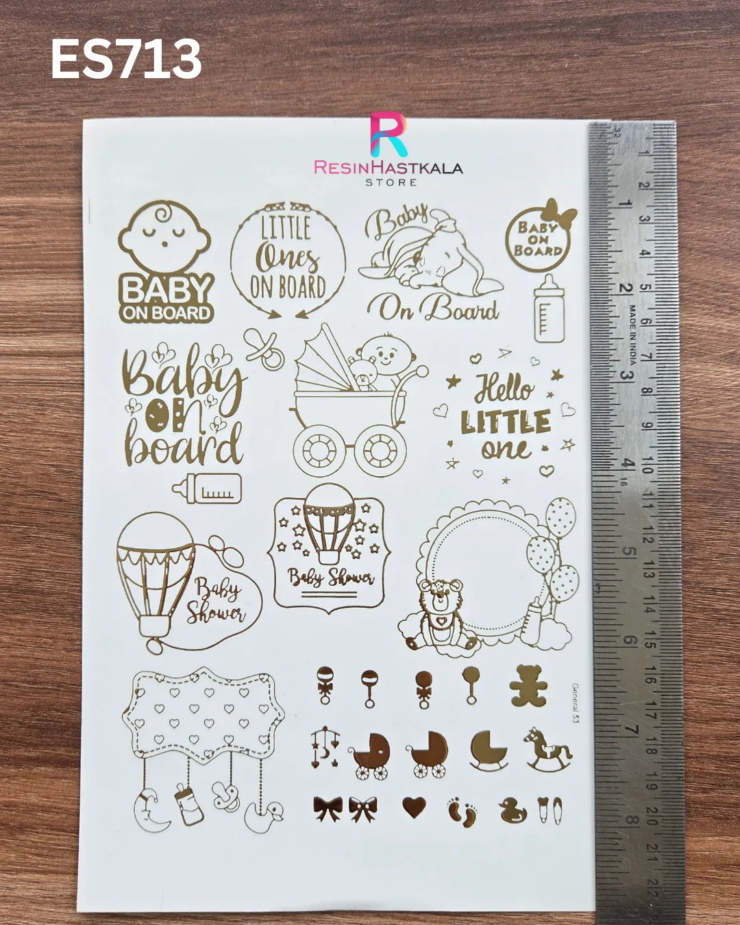 Golden Quotes & Mix Design Embossed Sticker - A5 SIZE (ES713)