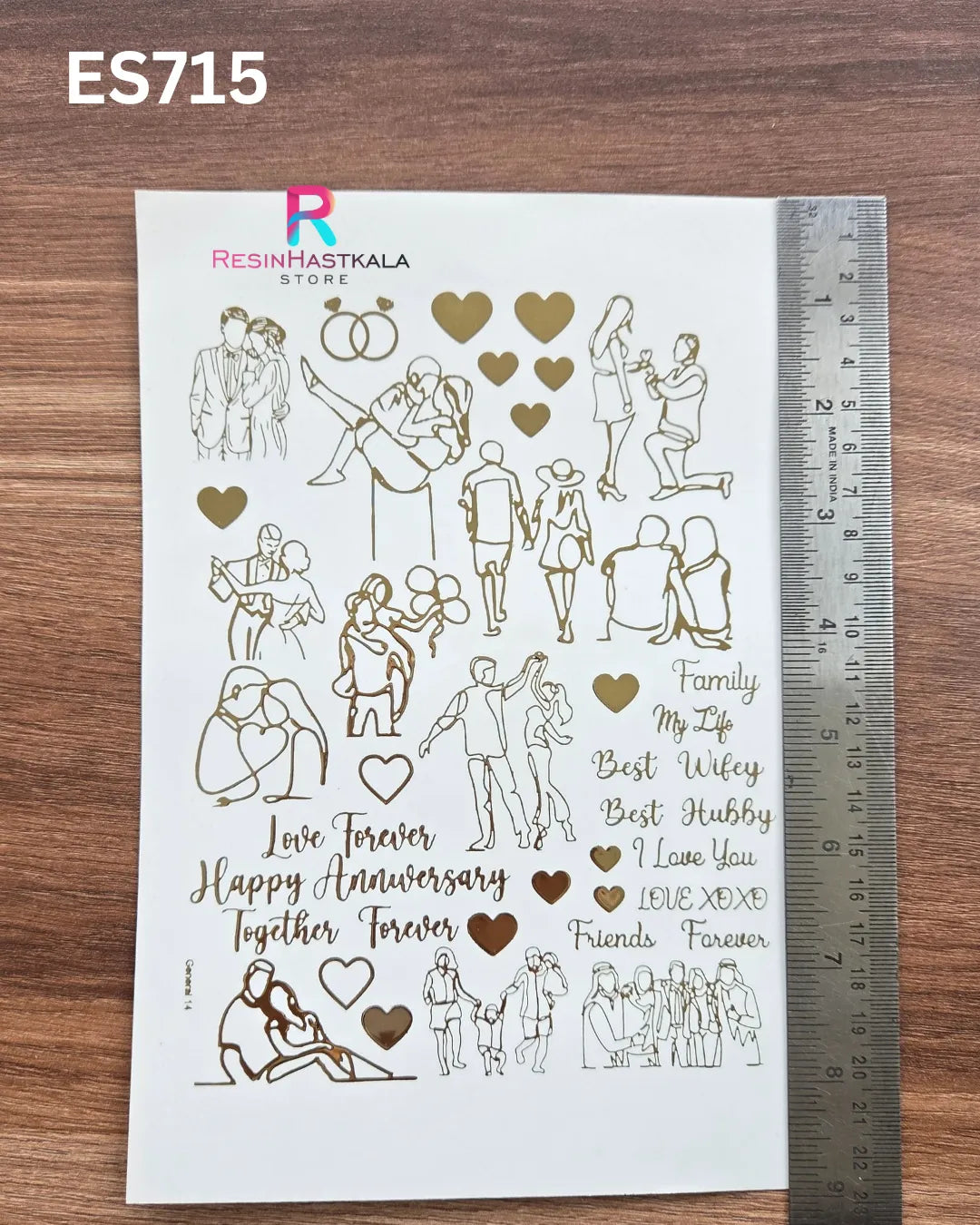 Golden Quotes & Mix Design Embossed Sticker - A5 SIZE (ES715)