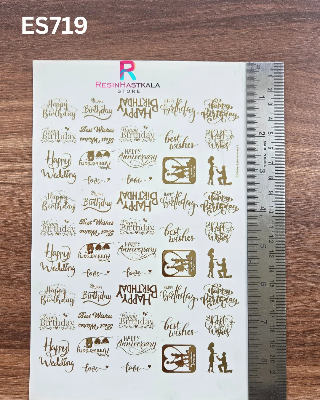 Golden Quotes & Mix Design Embossed Sticker - A5 SIZE (ES719)