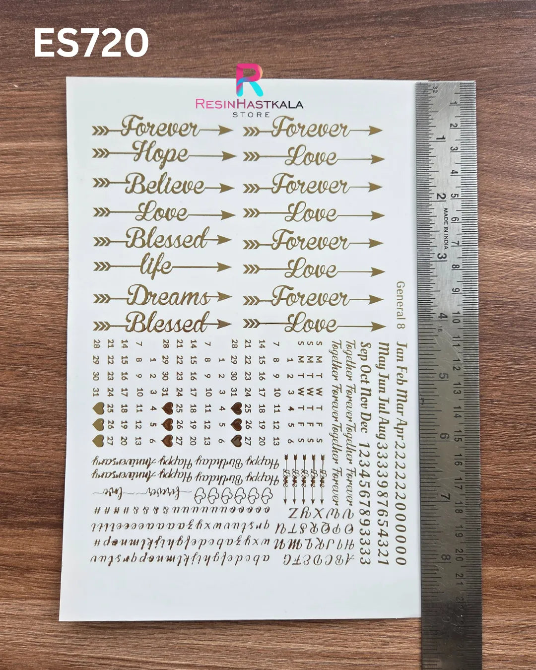 Golden Quotes & Mix Design Embossed Sticker - A5 SIZE (ES720)