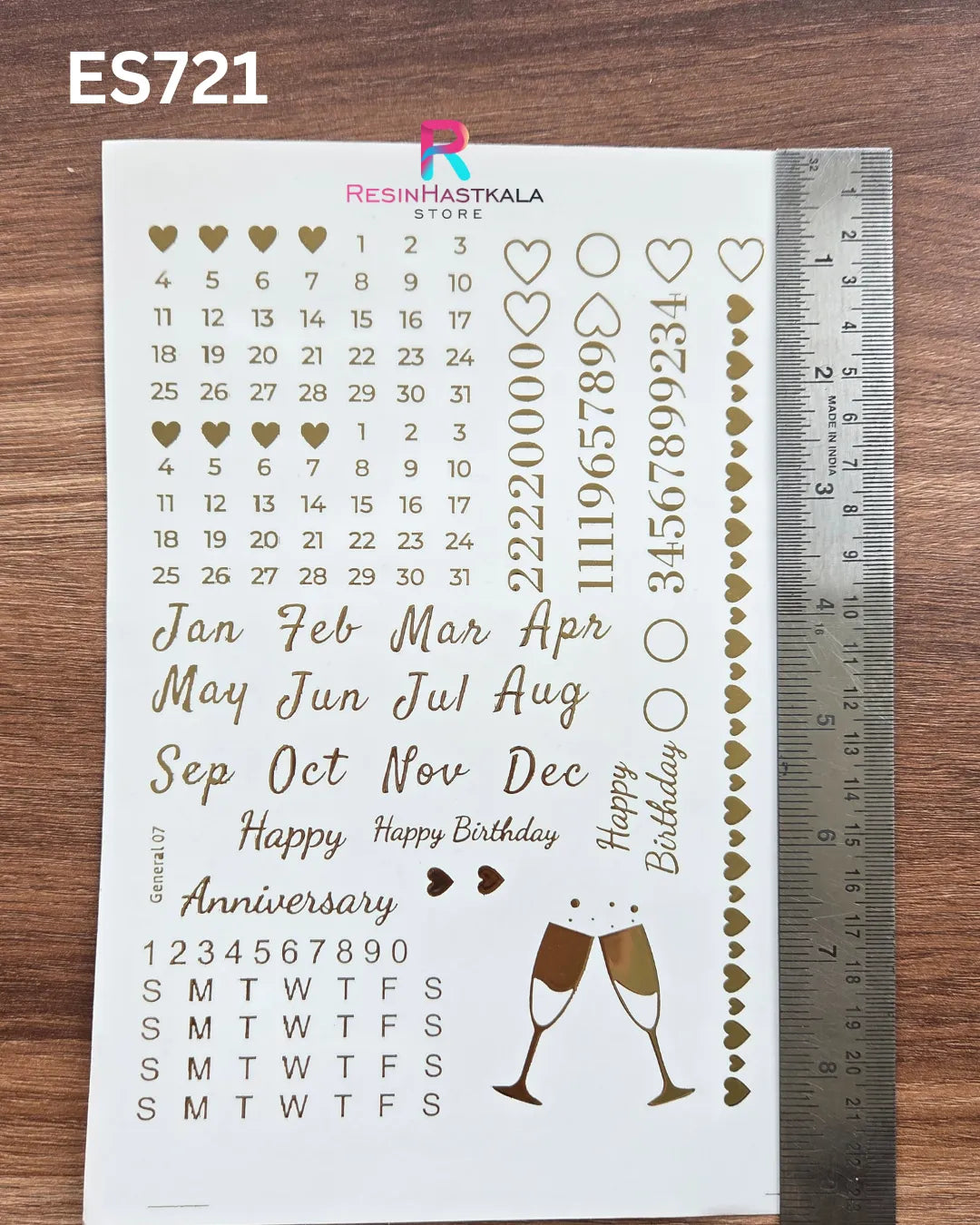 Golden Quotes & Mix Design Embossed Sticker - A5 SIZE (ES721)