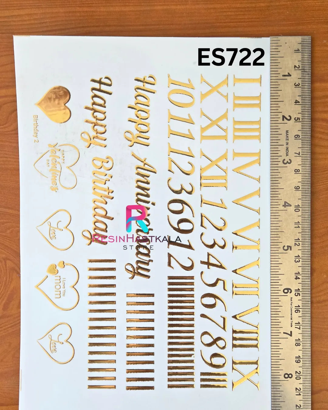 Golden Quotes & Mix Design Embossed Sticker - A5 SIZE (ES722)