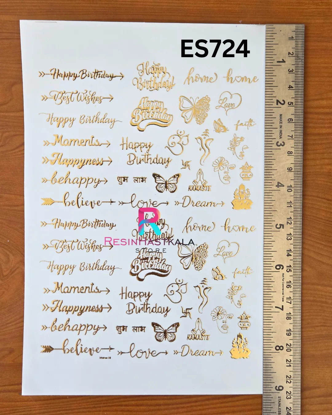 Golden Quotes & Mix Design Embossed Sticker - A5 SIZE (ES724)