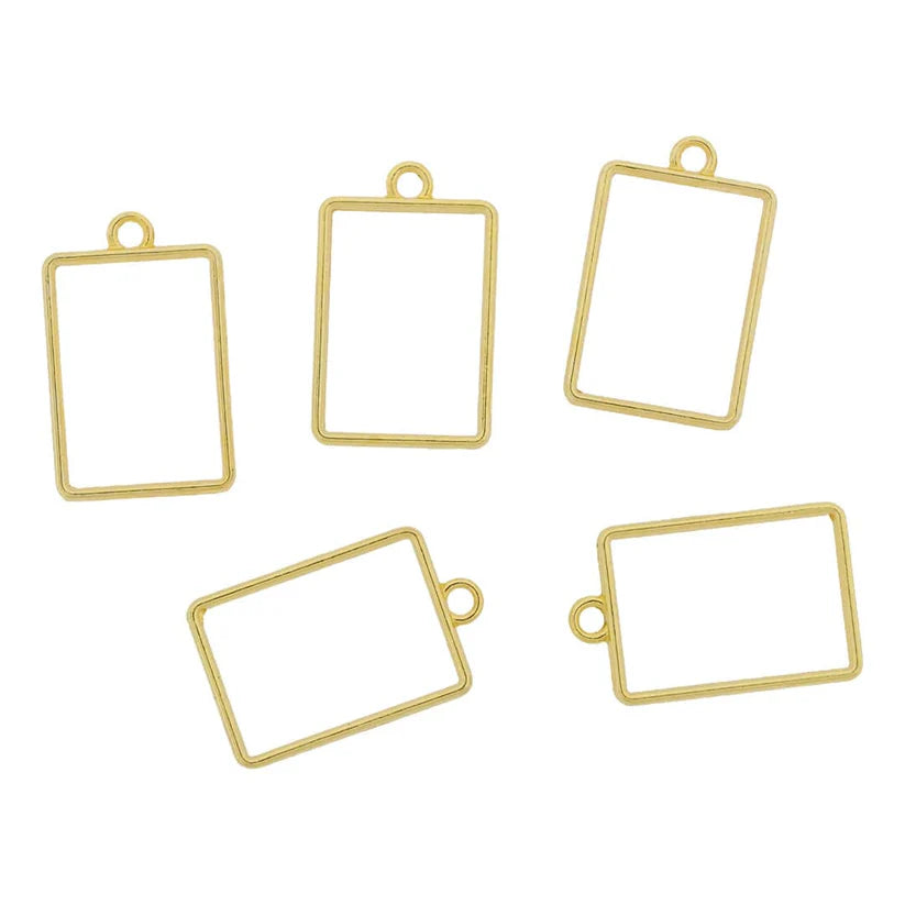 Golden Rectangle Pendant Bezel (5 Pieces) (BZ195) – 33 × 21 mm