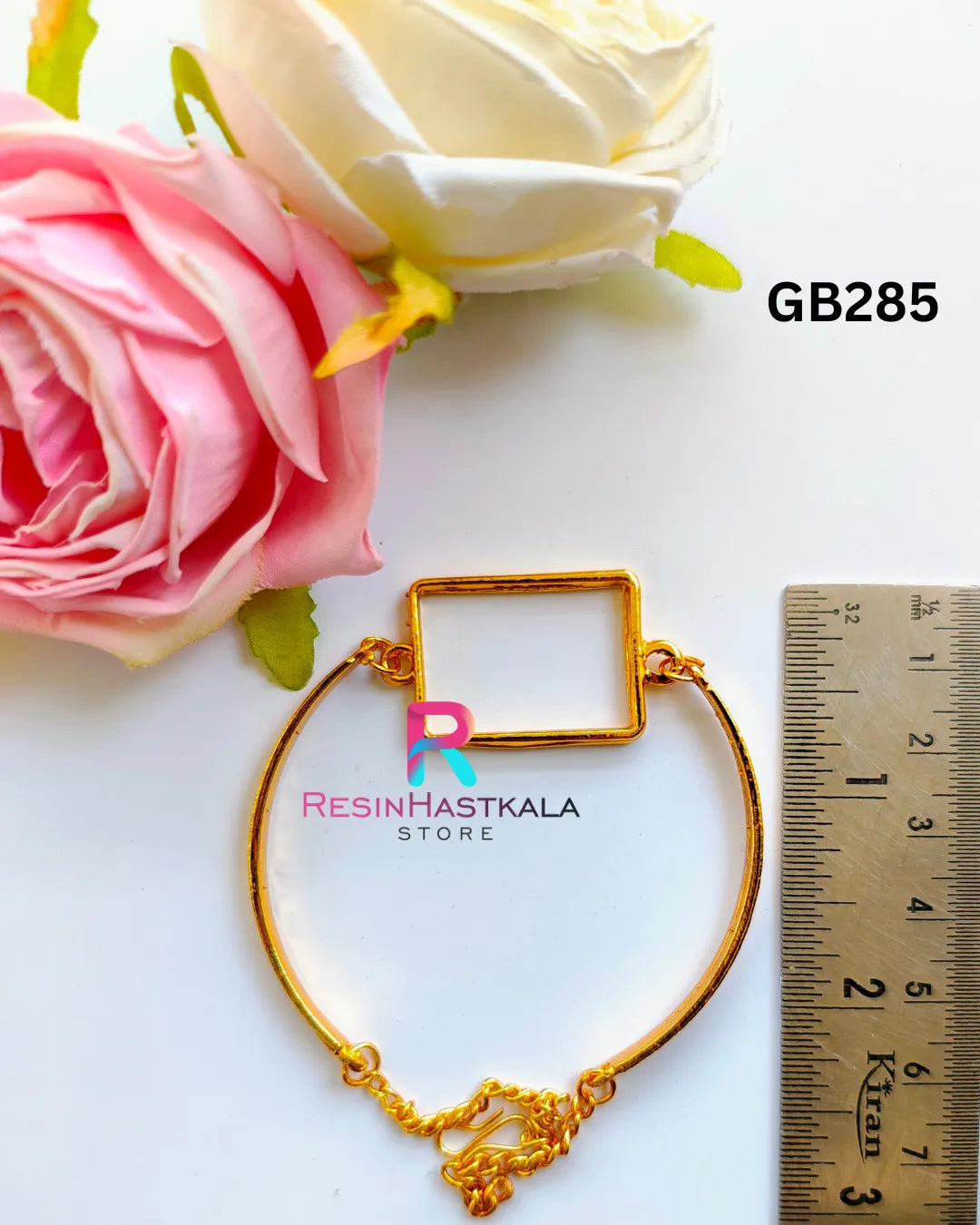 Golden Rectangle Bracelet Bezel / Base (GB285) (Indian Quality)