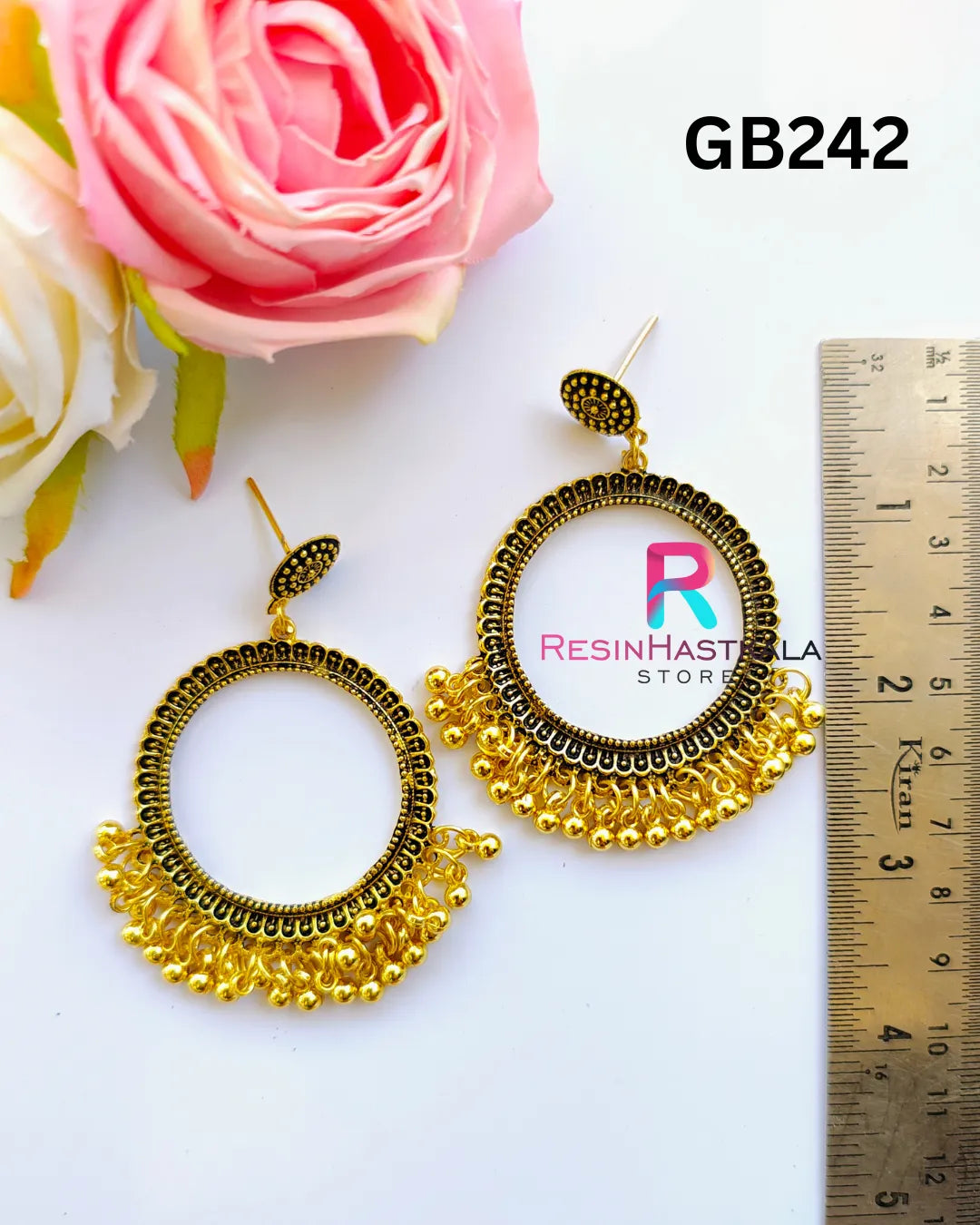 Golden Round Earring Bezel / Jumkha (GB242)