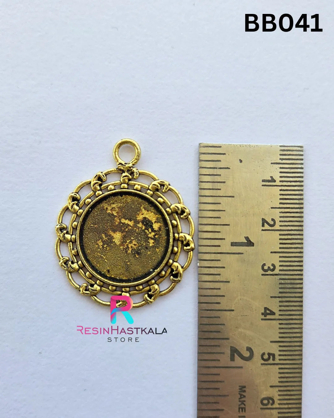 Golden Round Oxidized Pendant Bezel (BB041) – 3 Pieces