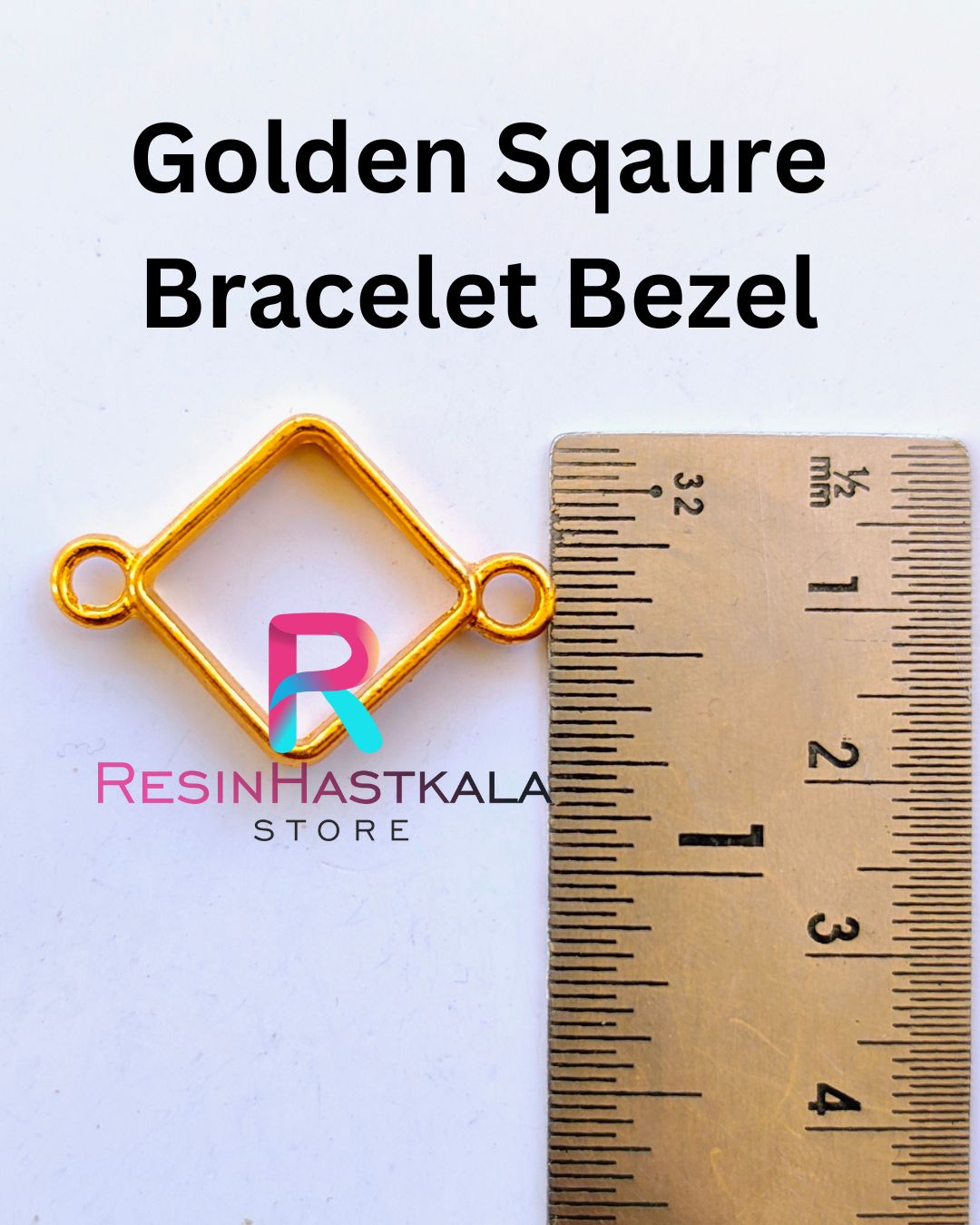 Golden Sqaure Bracelet Bezel (5 Piece)