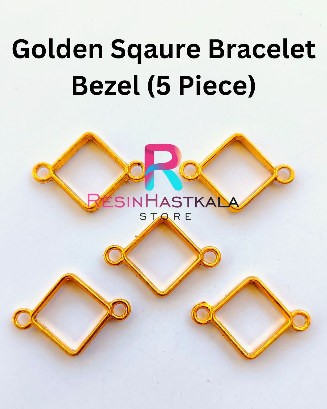 Golden Sqaure Bracelet Bezel (5 Piece)