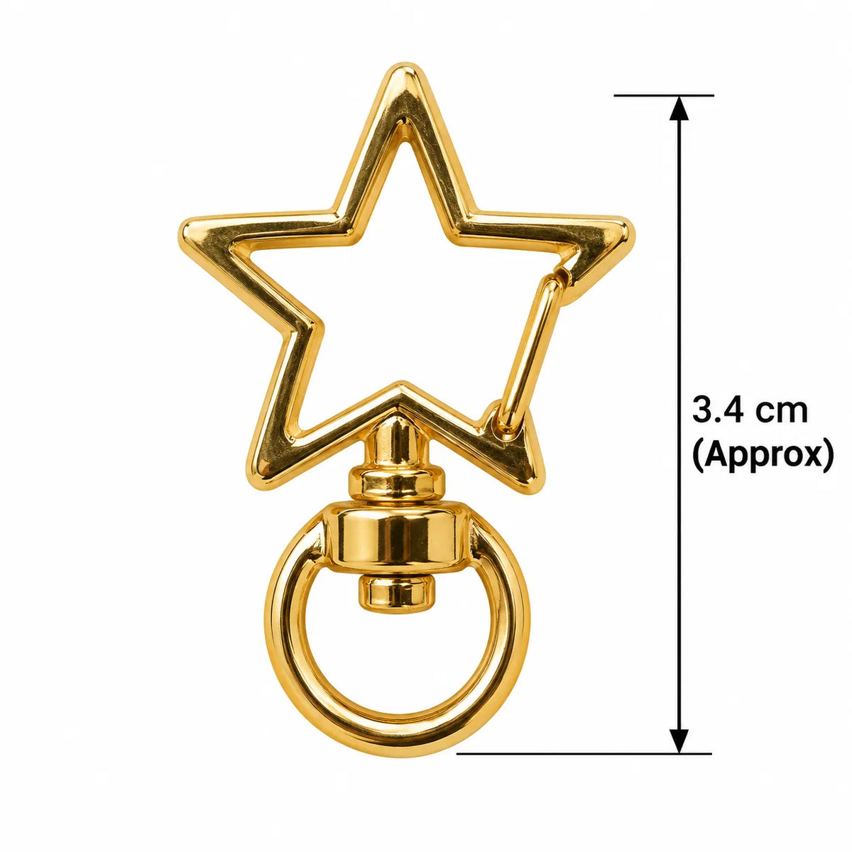 Golden Star Shape Keychain Ring โ 3.4 cm Approx. | Pack of 5